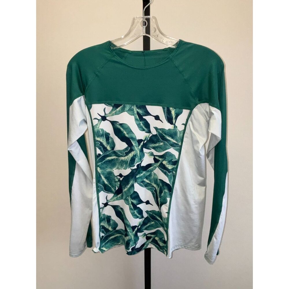 Patagonia Women's Green Leaf Pattern Long Sleeve Athletic Top Size M #34450